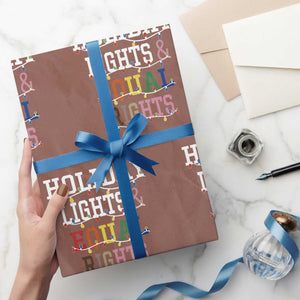 Funny Feminist LGBT Christmas Wrapping Paper Roll Holiday Lights And Equal Rights Led Lights TS11 Mocha Print Your Wear
