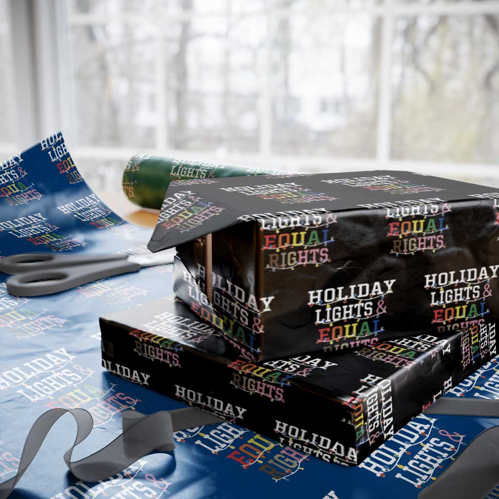 Funny Feminist LGBT Christmas Wrapping Paper Roll Holiday Lights And Equal Rights Led Lights TS11 Black Print Your Wear