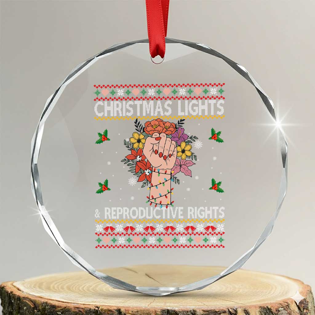 Funny Feminist Lights And Reproductive Rights Crystal Glass Ornament Ugly Christmas Gift TS12 Transparent Glass 3'' Circle Print Your Wear