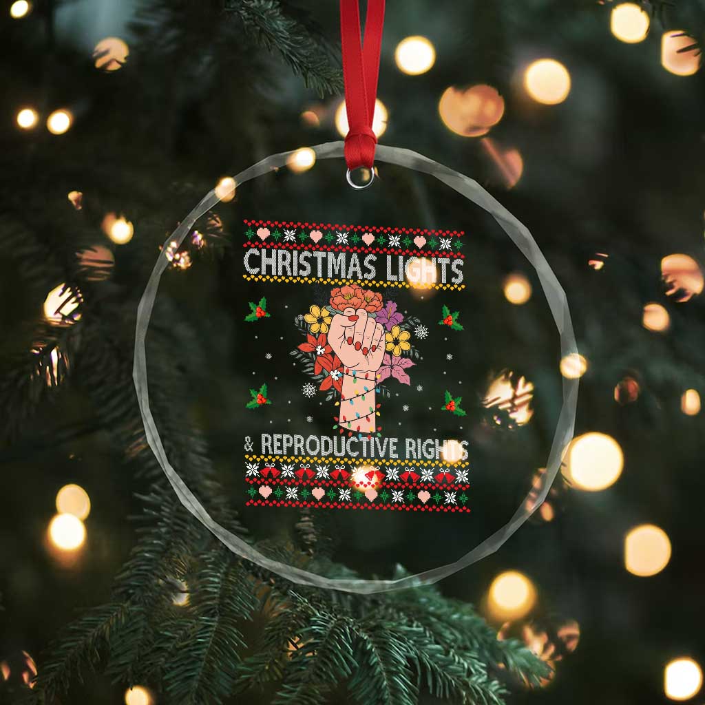 Funny Feminist Lights And Reproductive Rights Crystal Glass Ornament Ugly Christmas Gift TS12 Print Your Wear