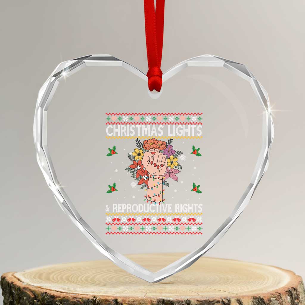 Funny Feminist Lights And Reproductive Rights Heart Crystal Glass Ornament Ugly Christmas Gift TS12 Transparent Glass 3'' Heart Print Your Wear