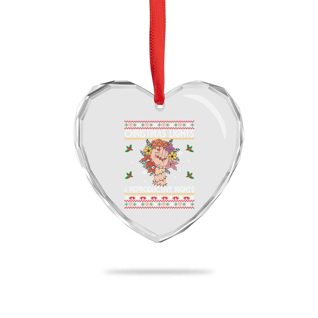 Funny Feminist Lights And Reproductive Rights Heart Crystal Glass Ornament Ugly Christmas Gift TS12 Print Your Wear