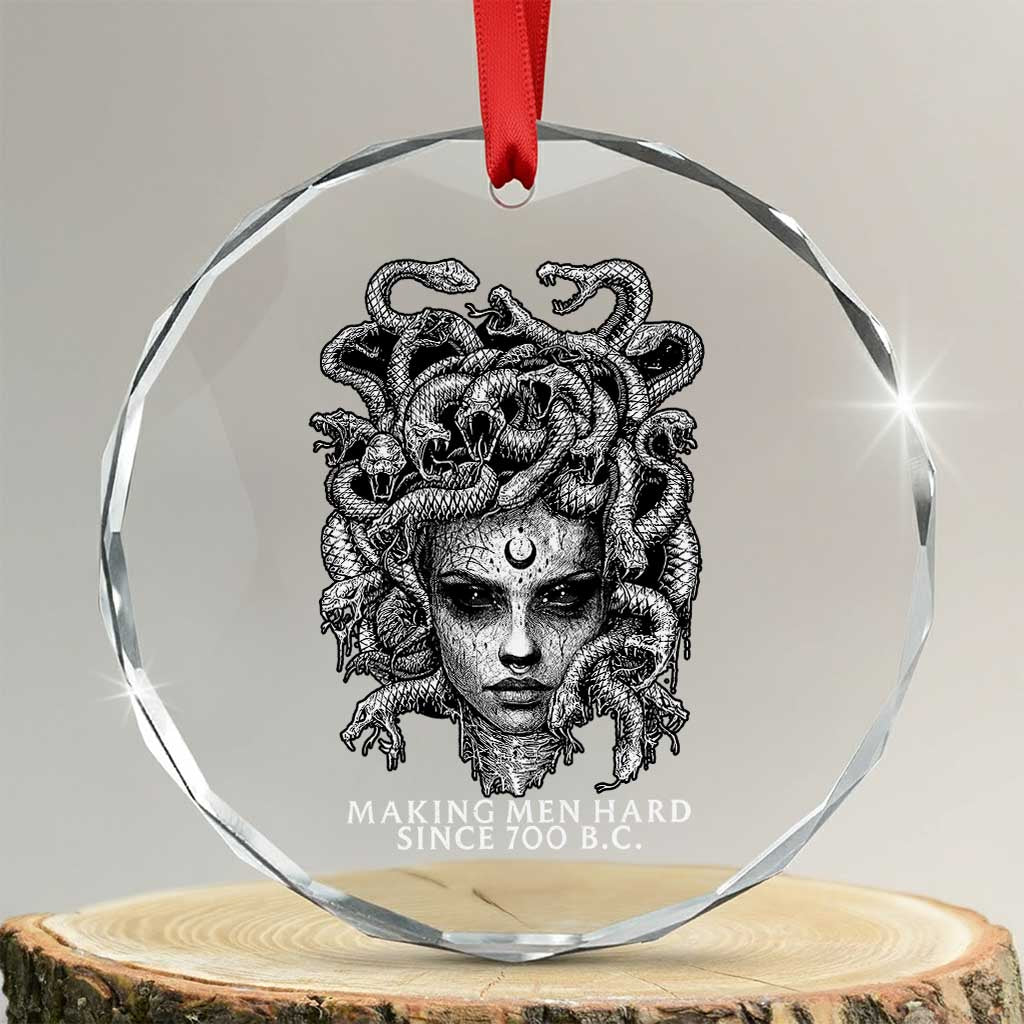 Funny Feminist Medusa Crystal Glass Ornament Making Men Hard Since 700 B.C Dark Myth Ancient TS10 Transparent Glass 3'' Circle Print Your Wear