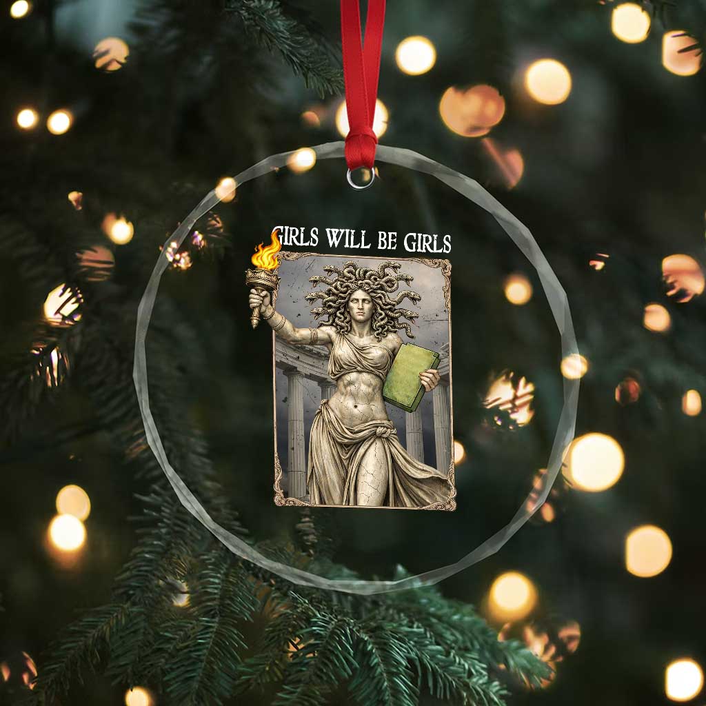 Funny Feminist Medusa Statue Of Liberty Crystal Glass Ornament Girls Will Be Girls TS12 Print Your Wear