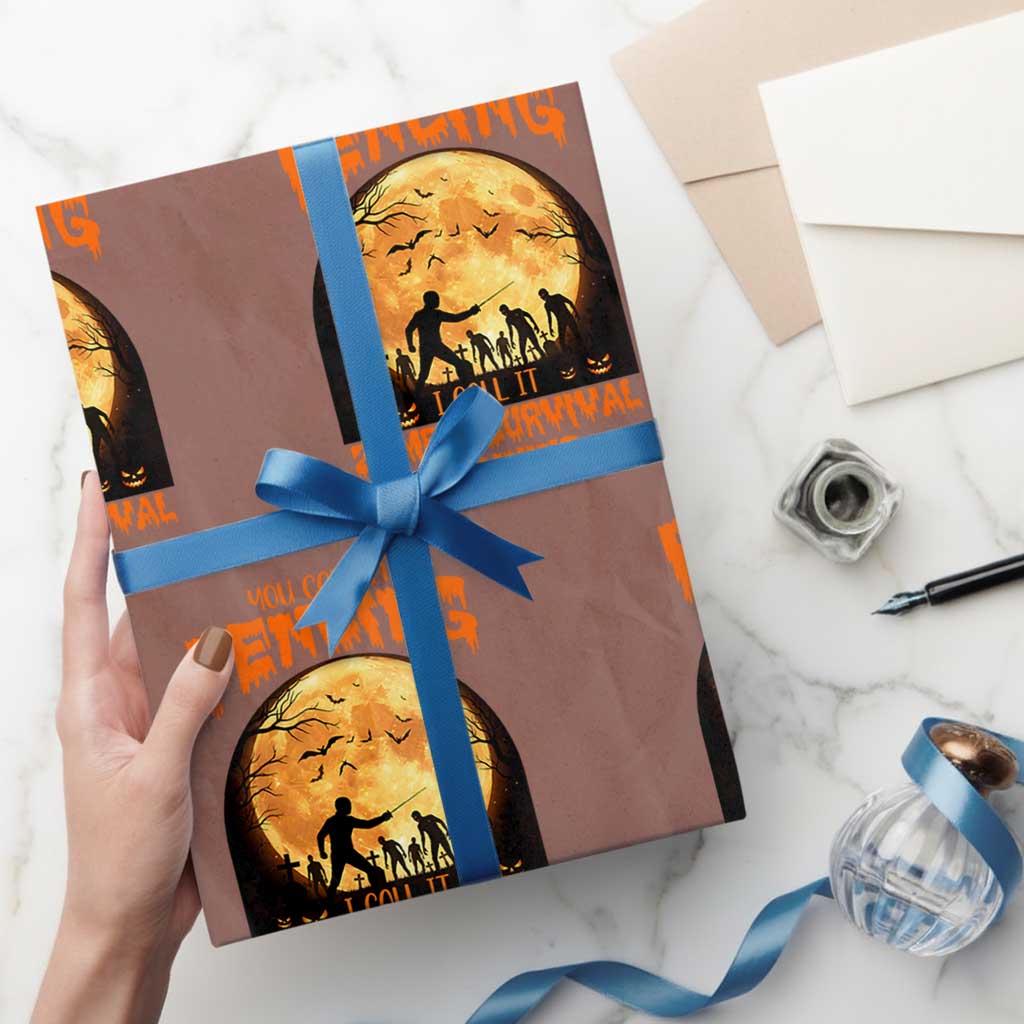 Funny Fencing Halloween Wrapping Paper Roll You Call It Fencing Zombie Survival TS14 Mocha Print Your Wear