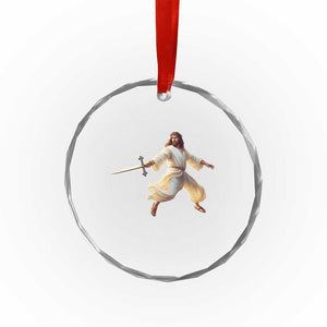 Funny Fencing Jesus Crystal Glass Ornament Combat Sport Christan Lover TS14 Print Your Wear