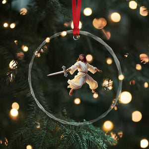 Funny Fencing Jesus Crystal Glass Ornament Combat Sport Christan Lover TS14 Print Your Wear