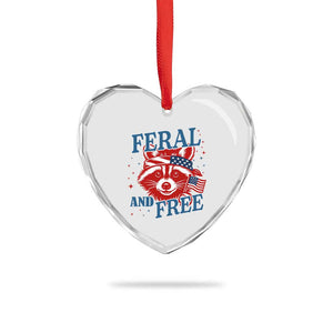 Funny Feral and Free Raccoon Heart Crystal Glass Ornament Patriotic Bandana Animal 4th of July US Flag TS02 Print Your Wear