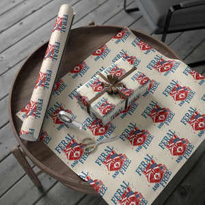 Funny Feral and Free Raccoon Wrapping Paper Roll Patriotic Bandana Animal 4th of July US Flag TS02 Beige Print Your Wear