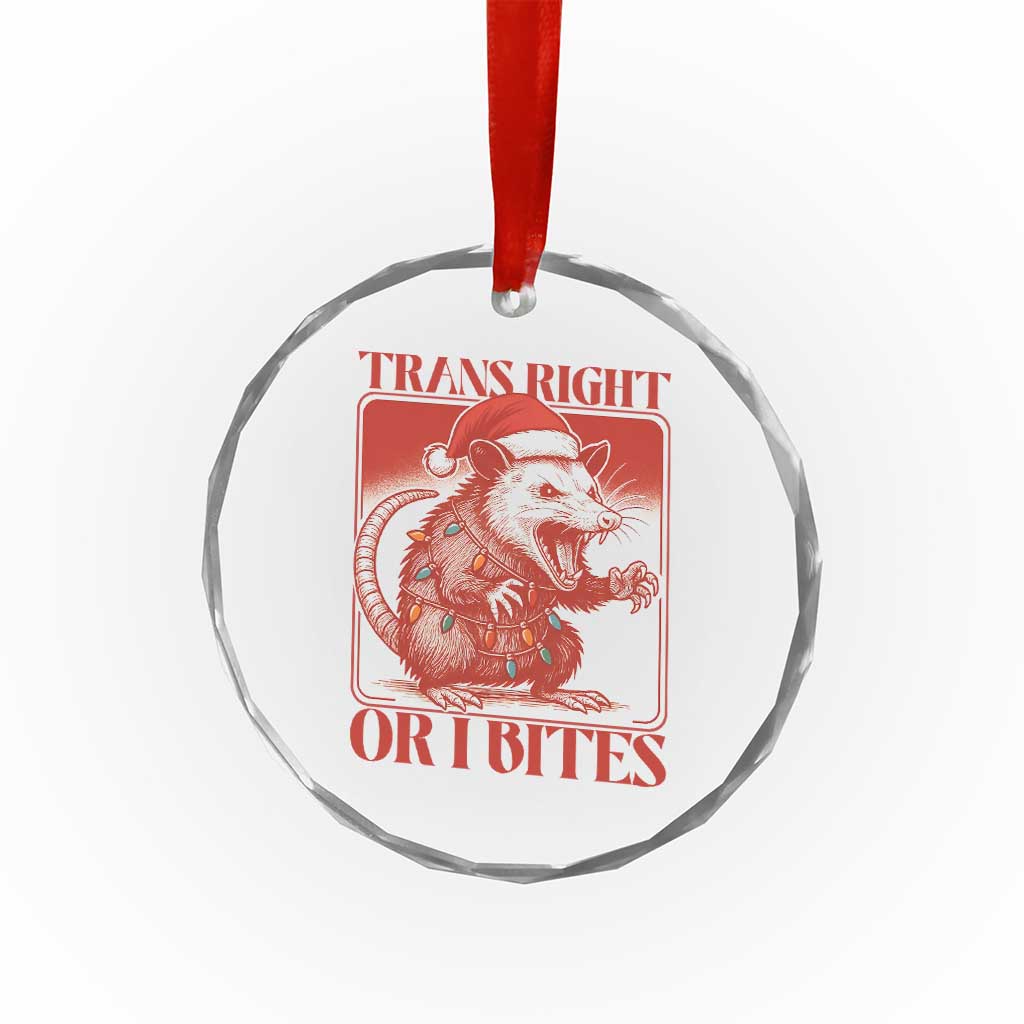Funny Fierce Opossum Santa Crystal Glass Ornament Trans Right Or I Bites Christmas Gift TS12 Print Your Wear