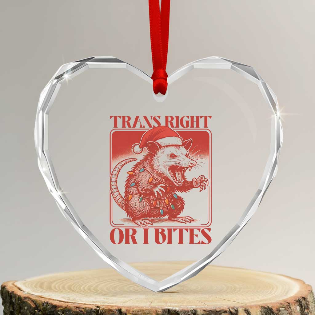Funny Fierce Opossum Santa Heart Crystal Glass Ornament Trans Right Or I Bites Christmas Gift TS12 Transparent Glass 3'' Heart Print Your Wear