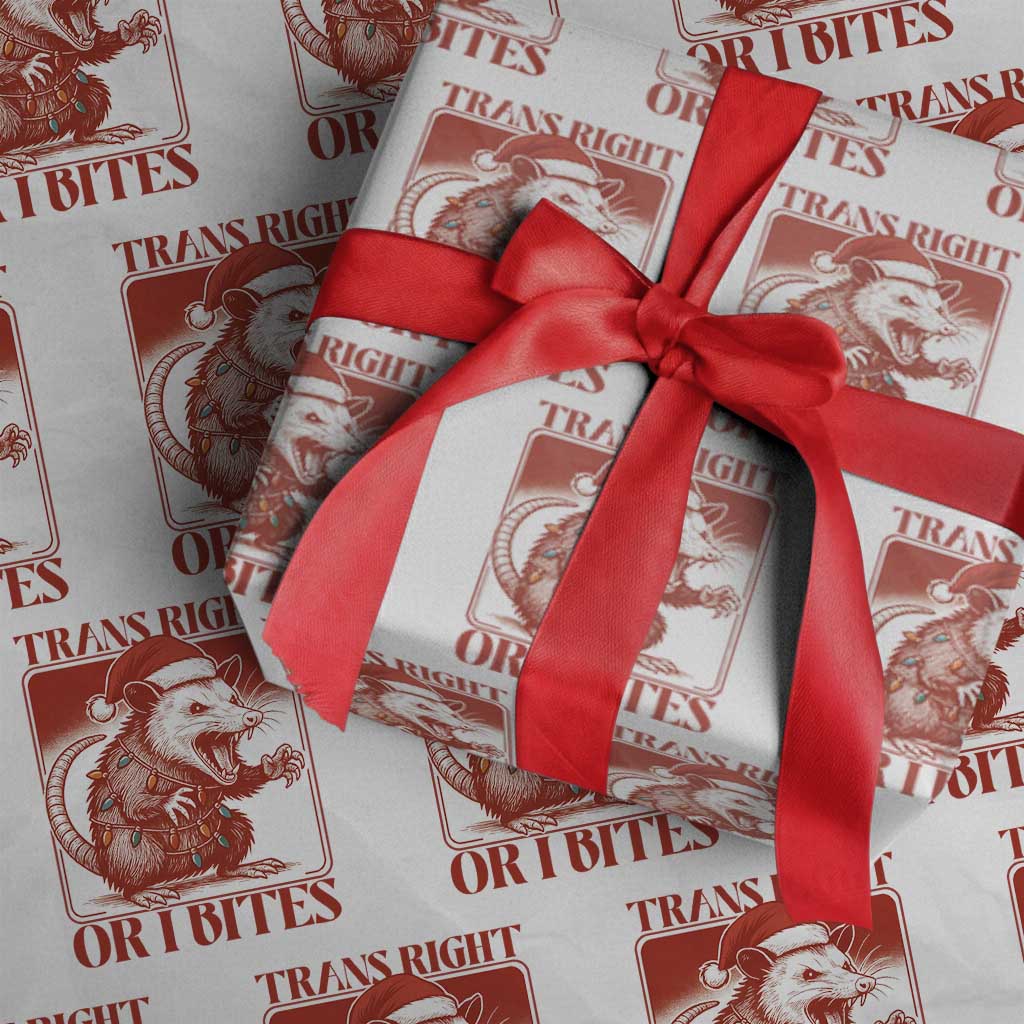 Funny Fierce Opossum Santa Wrapping Paper Roll Trans Right Or I Bites Christmas Gift TS12 White Print Your Wear
