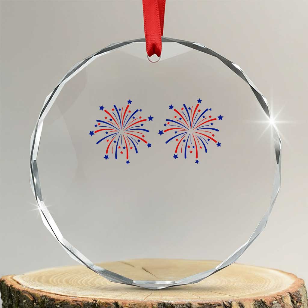 Funny Fireworks 4th of July Adult Humor Crystal Glass Ornament Just Here for The Fireworks TS11 Transparent Glass 3'' Circle Print Your Wear