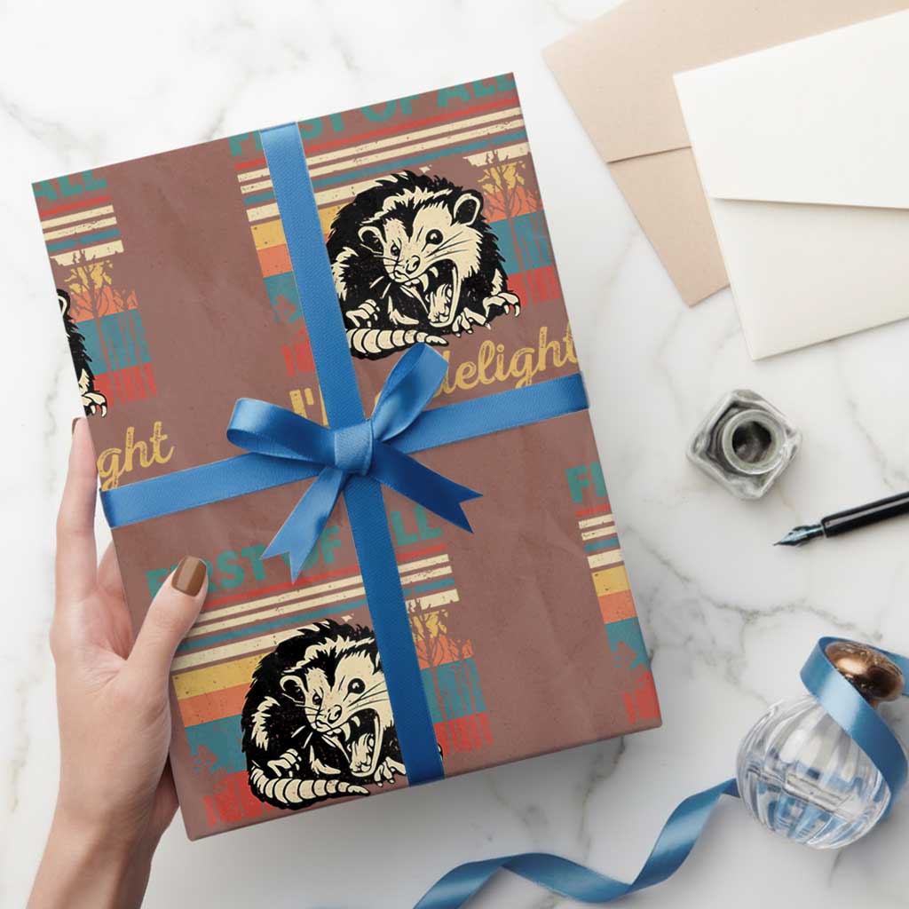 Funny First Of All I Am A Delight Wrapping Paper Roll Retro Angry Opossum TS11 Mocha Print Your Wear
