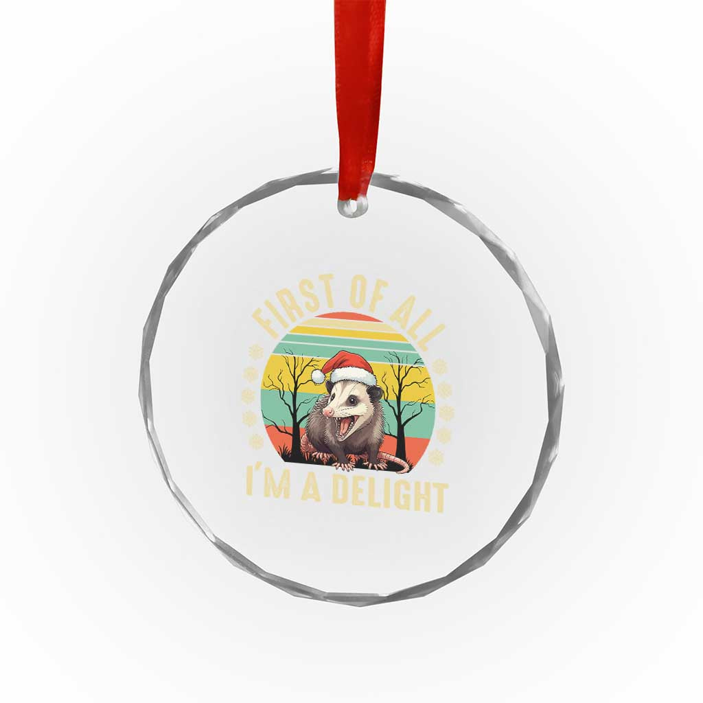 Funny First Of All I'm A Delight Crystal Glass Ornament Angry Opossum Possum Xmas TS11 Print Your Wear