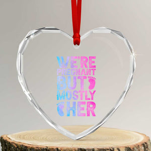 Funny First Time Parents Gift Heart Crystal Glass Ornament We Are Pregnant But Mostly Her
