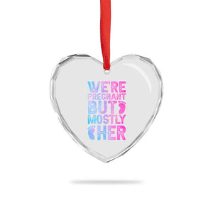 Funny First Time Parents Gift Heart Crystal Glass Ornament We Are Pregnant But Mostly Her