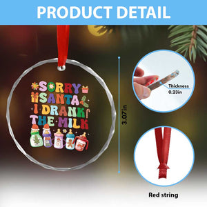Funny First Xmas Crystal Glass Ornament Sorry Santa I Drank The Milk Retro Baby Bottle TS11 Print Your Wear