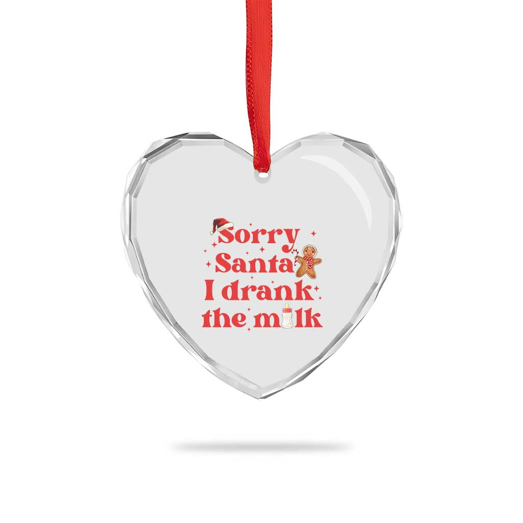 Funny First Xmas Heart Crystal Glass Ornament Sorry Santa I Drank The Milk Gingerbread TS11 Print Your Wear