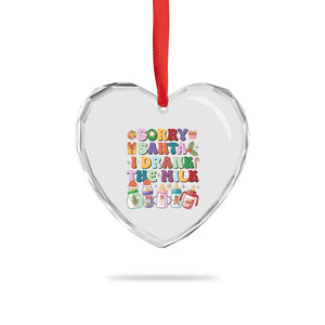 Funny First Xmas Heart Crystal Glass Ornament Sorry Santa I Drank The Milk Retro Baby Bottle TS11 Print Your Wear