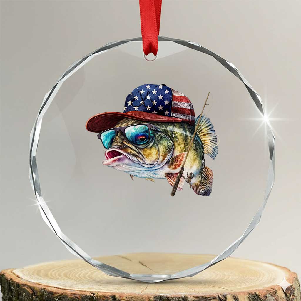 Funny Fishing American Flag Crystal Glass Ornament Patriotic Fisherman Family Gift TS10 Transparent Glass 3'' Circle Print Your Wear