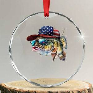 Funny Fishing American Flag Crystal Glass Ornament Patriotic Fisherman Family Gift TS10 Transparent Glass 3'' Circle Print Your Wear