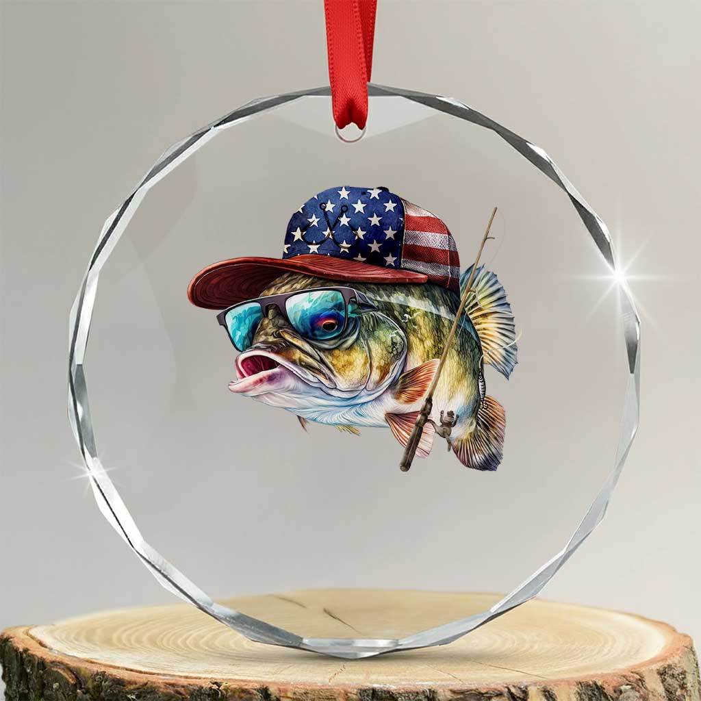 Funny Fishing American Flag Crystal Glass Ornament Patriotic Fisherman Family Gift TS10 Transparent Glass 3'' Circle Print Your Wear