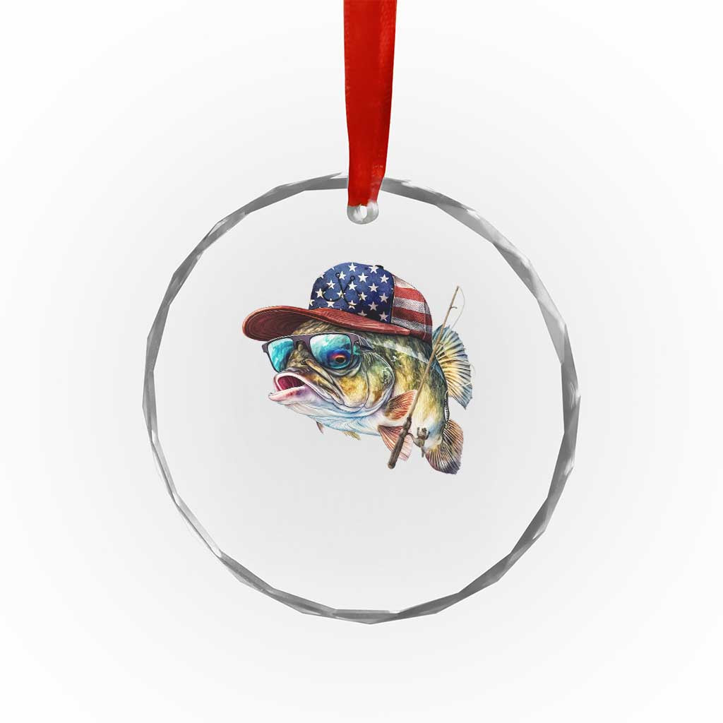 Funny Fishing American Flag Crystal Glass Ornament Patriotic Fisherman Family Gift TS10 Print Your Wear