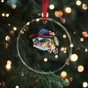 Funny Fishing American Flag Crystal Glass Ornament Patriotic Fisherman Family Gift TS10 Print Your Wear