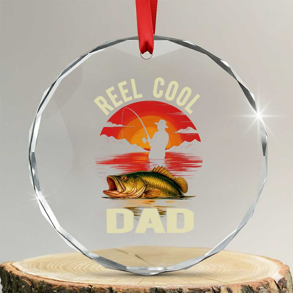 Funny Fishing Dad Crystal Glass Ornament Reel Cool Dad TS14 Transparent Glass 3'' Circle Print Your Wear