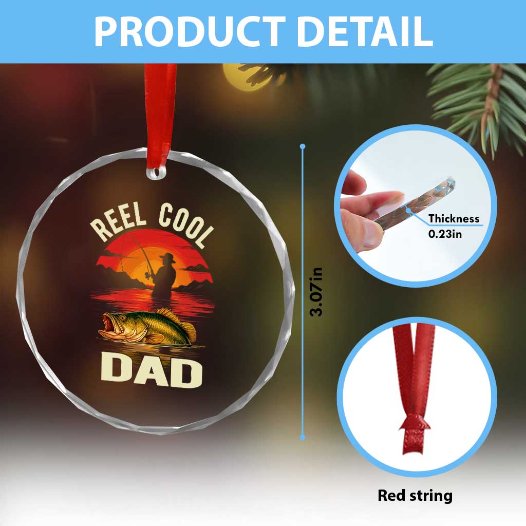 Funny Fishing Dad Crystal Glass Ornament Reel Cool Dad TS14 Print Your Wear