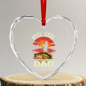 Funny Fishing Dad Heart Crystal Glass Ornament Reel Cool Dad TS14 Transparent Glass 3'' Heart Print Your Wear