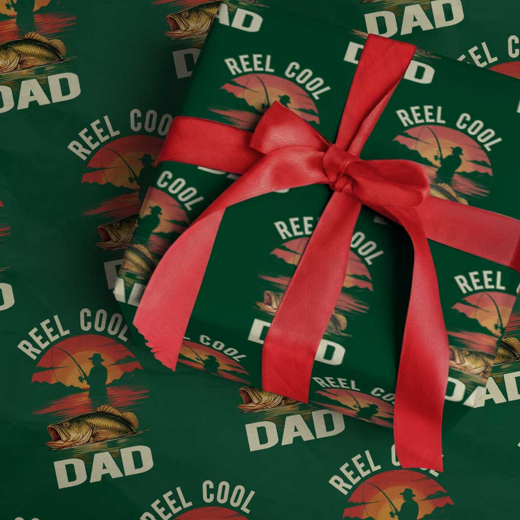 Funny Fishing Dad Wrapping Paper Roll Reel Cool Dad TS14 Green Print Your Wear