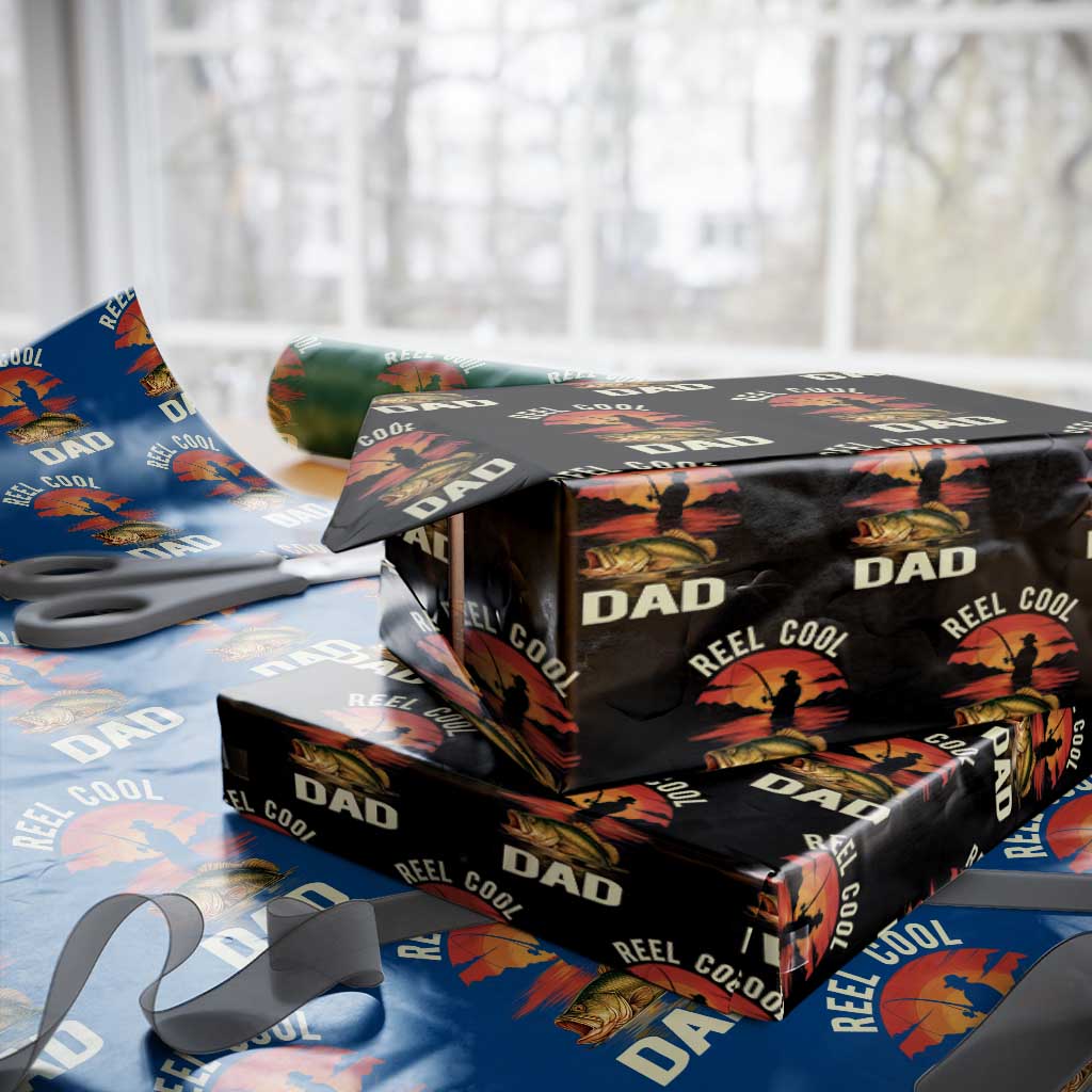 Funny Fishing Dad Wrapping Paper Roll Reel Cool Dad TS14 Black Print Your Wear