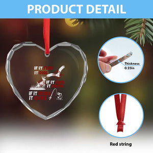 Funny Fishing Hunting Heart Crystal Glass Ornament If It Flies It Dies If It Hops It Drops If It Hooks It Cooks TS11 Print Your Wear