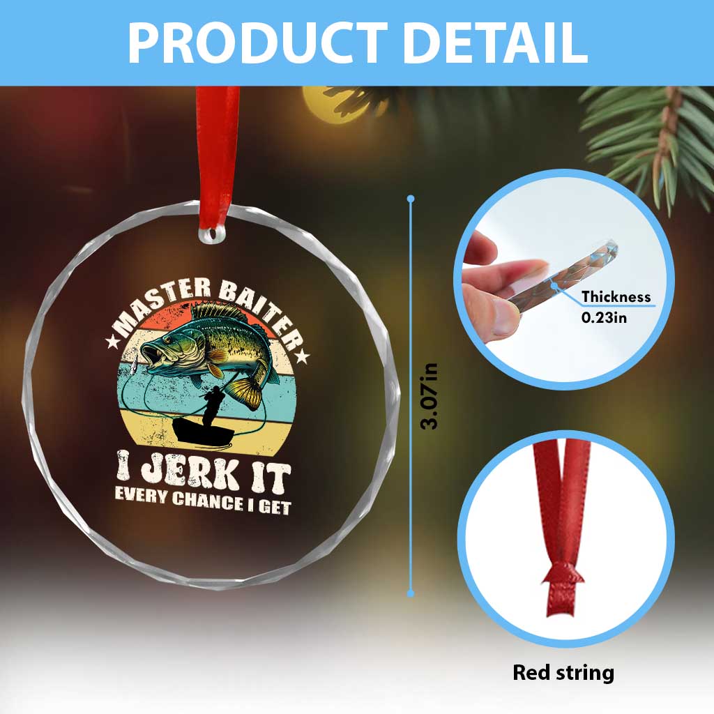 Funny Fishing Master-Baiter Crystal Glass Ornament Kayak Fishing Dad Grandpa Bass Fish Adult Humor TS02 Print Your Wear