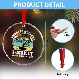Funny Fishing Master-Baiter Crystal Glass Ornament Kayak Fishing Dad Grandpa Bass Fish Adult Humor TS02 Print Your Wear