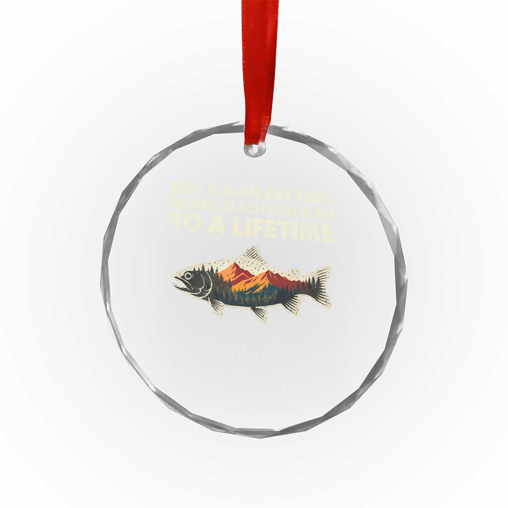 Funny Fishing Meme Crystal Glass Ornament Vintage Buy A Man Eat Fish Inappropriate TS10 Print Your Wear