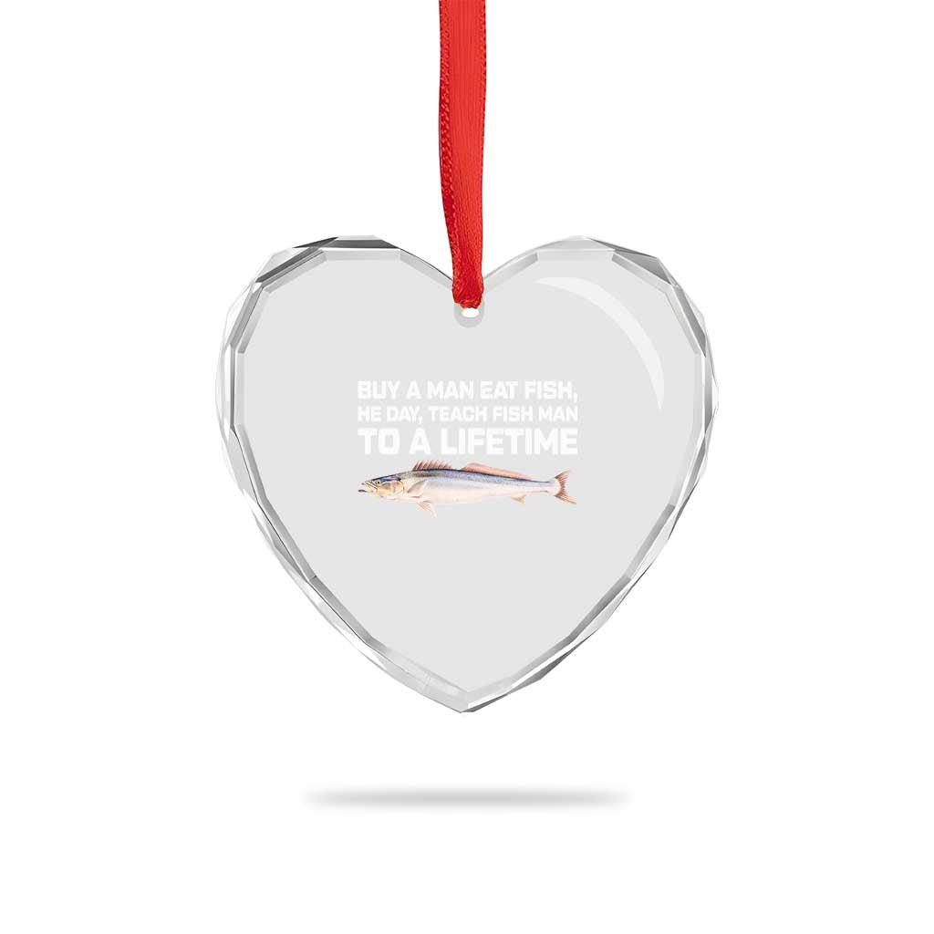 Funny Fishing Meme Heart Crystal Glass Ornament Buy A Man Eat Fish Inappropriate TS10 Print Your Wear