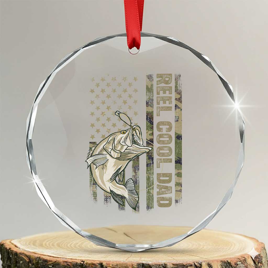 Funny Fishing Vintage Reel Cool Dad Crystal Glass Ornament Camo American Flag USA Bass Fish Fisherman TS10 Transparent Glass 3'' Circle Print Your Wear
