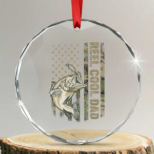Funny Fishing Vintage Reel Cool Dad Crystal Glass Ornament Camo American Flag USA Bass Fish Fisherman TS10 Transparent Glass 3'' Circle Print Your Wear