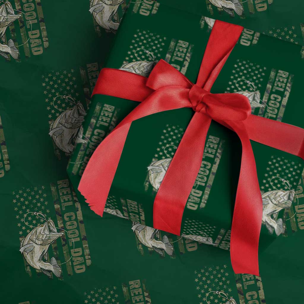 Funny Fishing Vintage Reel Cool Dad Wrapping Paper Roll Camo American Flag USA Bass Fish Fisherman TS10 Green Print Your Wear