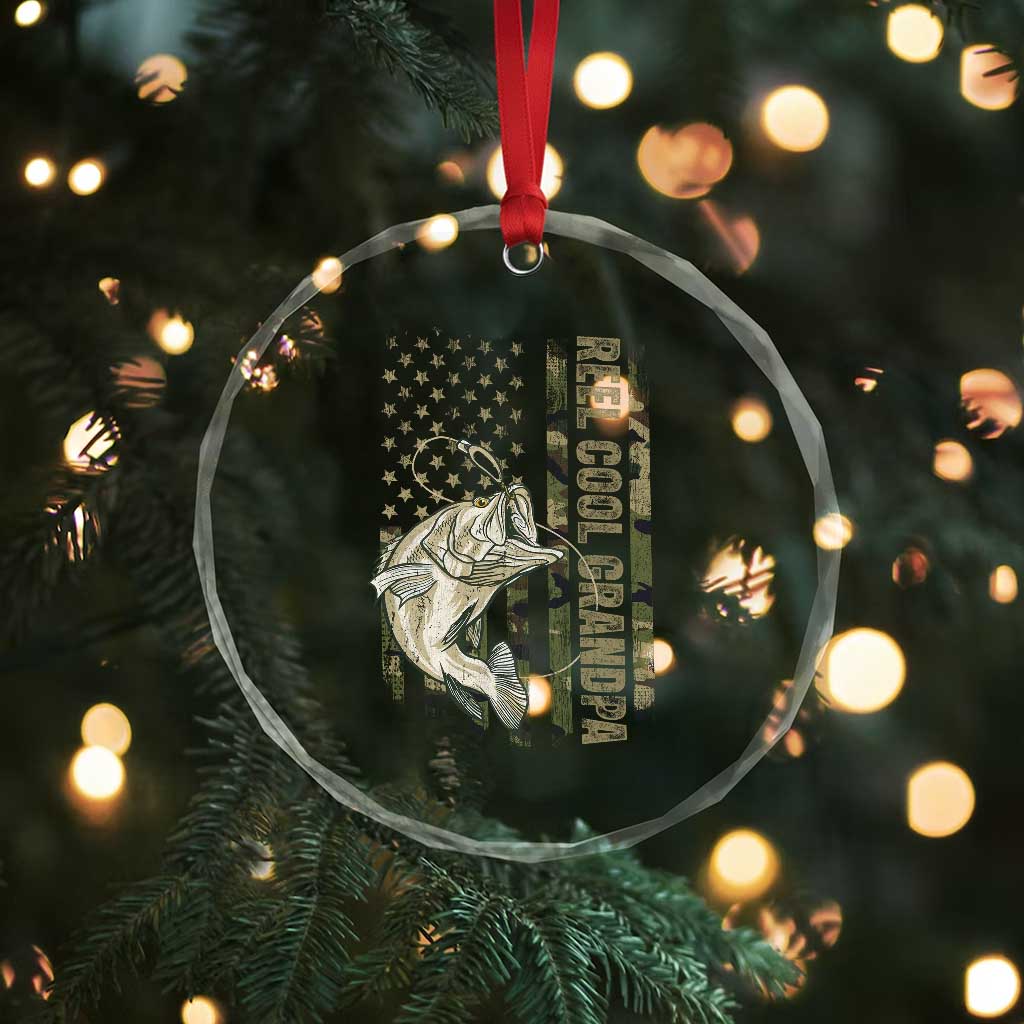 Funny Fishing Vintage Reel Cool Grandpa Crystal Glass Ornament Camo American Flag USA Bass Fish Fisherman TS10 Print Your Wear