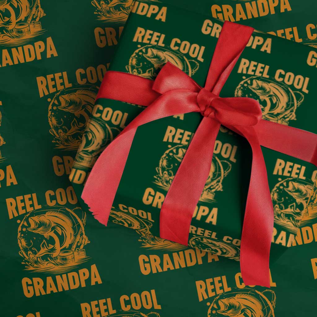 Funny Fishing Vintage Reel Cool Grandpa Wrapping Paper Roll TS10 Green Print Your Wear