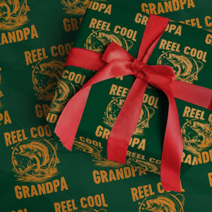 Funny Fishing Vintage Reel Cool Grandpa Wrapping Paper Roll TS10 Green Print Your Wear