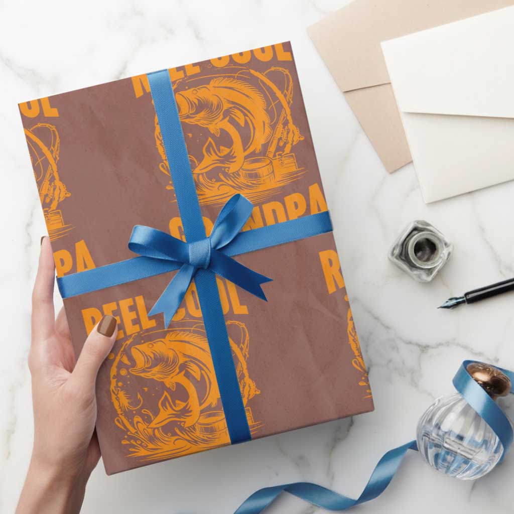 Funny Fishing Vintage Reel Cool Grandpa Wrapping Paper Roll TS10 Mocha Print Your Wear
