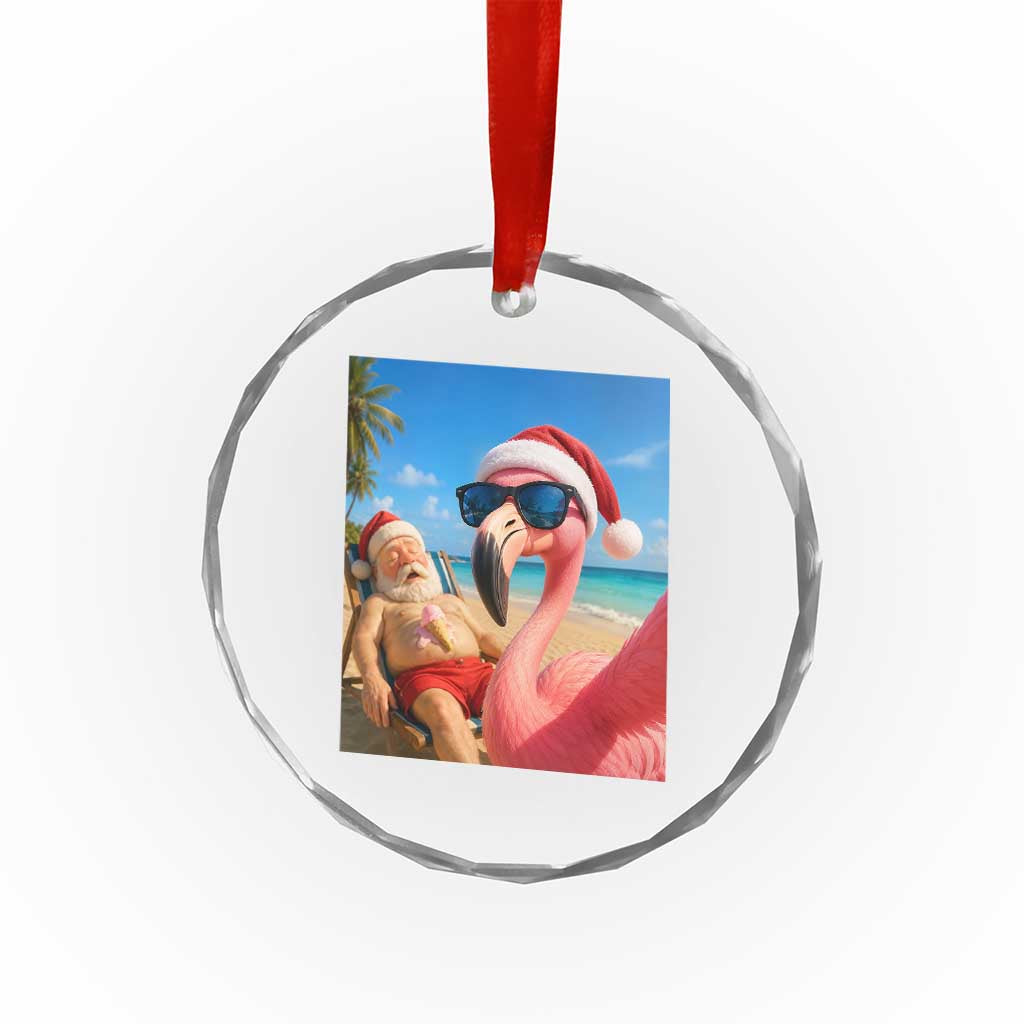 Funny Flamingo Beach Selfie Crystal Glass Ornament Christmas in July TS14 Print Your Wear