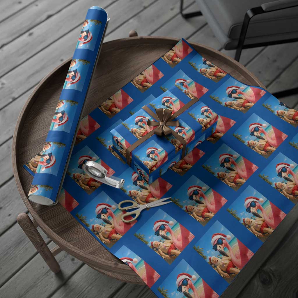 Funny Flamingo Beach Selfie Wrapping Paper Roll Christmas in July