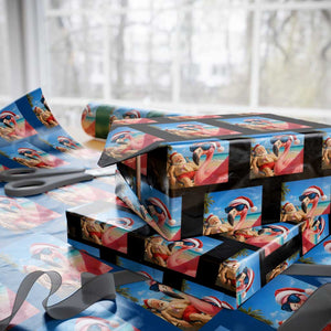 Funny Flamingo Beach Selfie Wrapping Paper Roll Christmas in July
