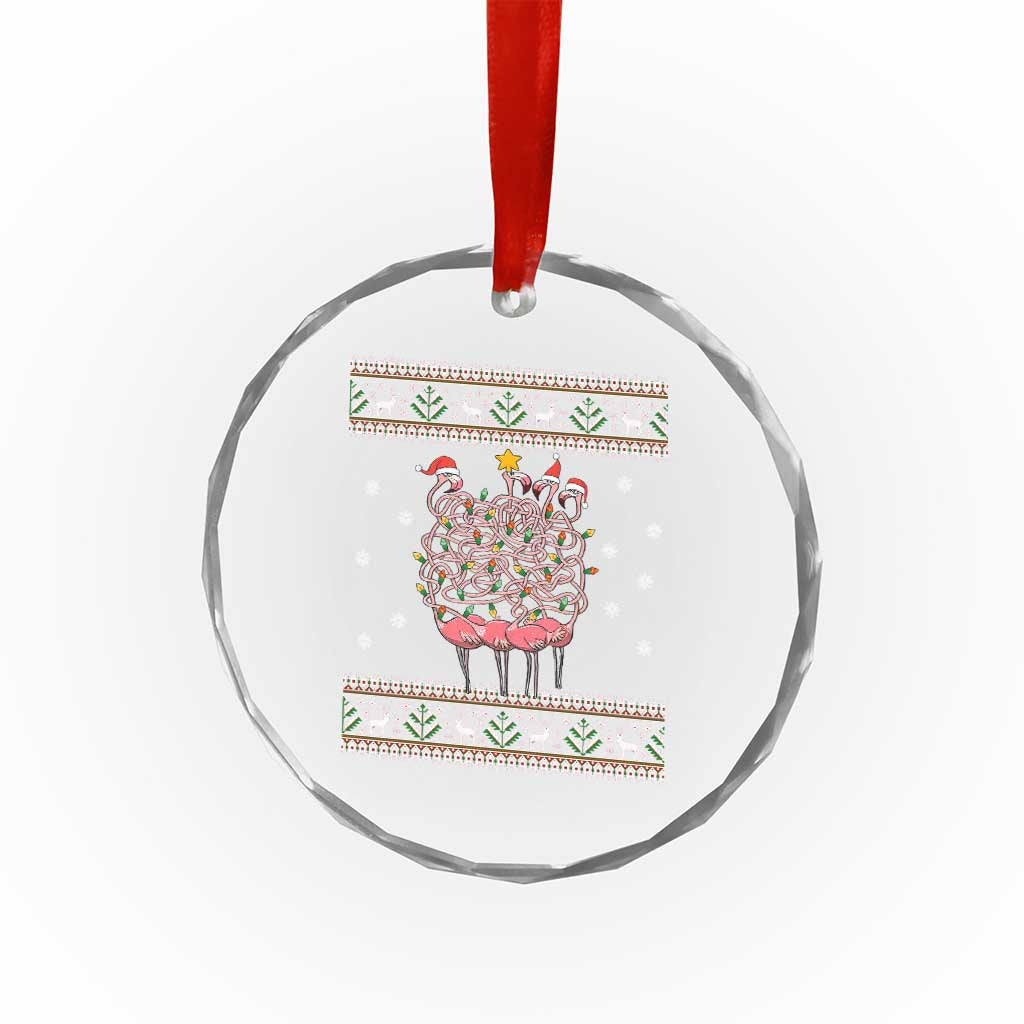 Funny Flamingo Family Xmas Light Tangled Crystal Glass Ornament TS09 Print Your Wear
